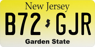 NJ license plate B72GJR