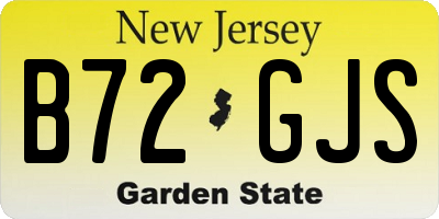 NJ license plate B72GJS