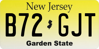 NJ license plate B72GJT