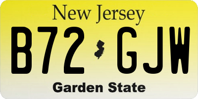 NJ license plate B72GJW