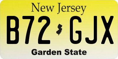 NJ license plate B72GJX