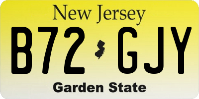 NJ license plate B72GJY