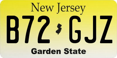 NJ license plate B72GJZ