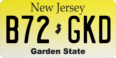 NJ license plate B72GKD
