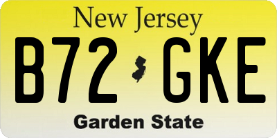 NJ license plate B72GKE