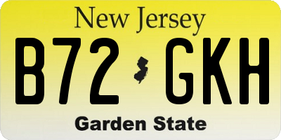 NJ license plate B72GKH