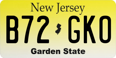 NJ license plate B72GKO