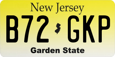 NJ license plate B72GKP