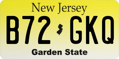 NJ license plate B72GKQ