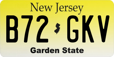 NJ license plate B72GKV