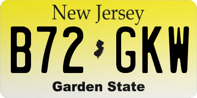 NJ license plate B72GKW