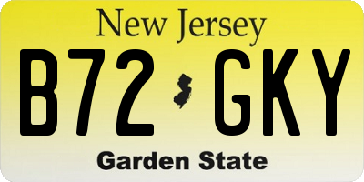 NJ license plate B72GKY