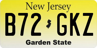 NJ license plate B72GKZ