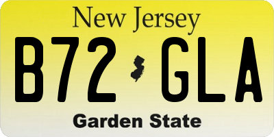 NJ license plate B72GLA