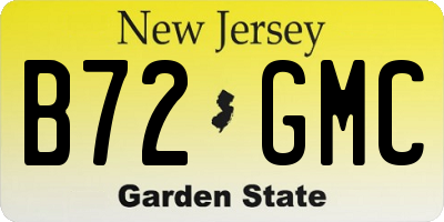 NJ license plate B72GMC