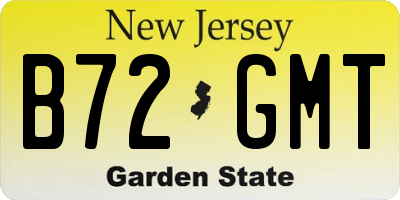 NJ license plate B72GMT
