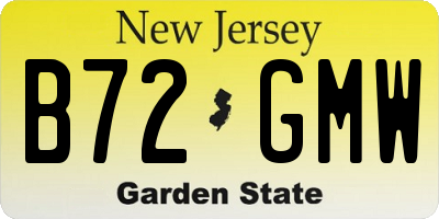 NJ license plate B72GMW
