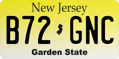 NJ license plate B72GNC