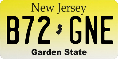 NJ license plate B72GNE