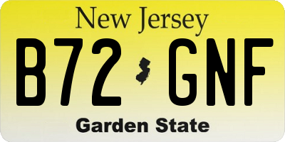 NJ license plate B72GNF