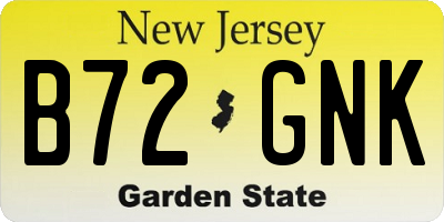 NJ license plate B72GNK