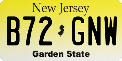 NJ license plate B72GNW
