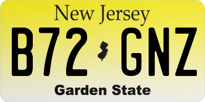 NJ license plate B72GNZ