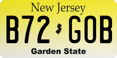 NJ license plate B72GOB