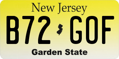 NJ license plate B72GOF