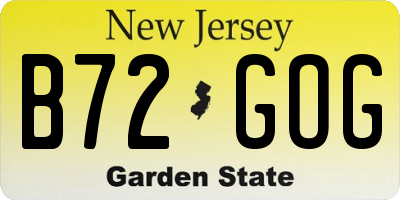 NJ license plate B72GOG