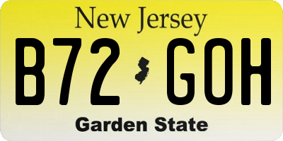 NJ license plate B72GOH