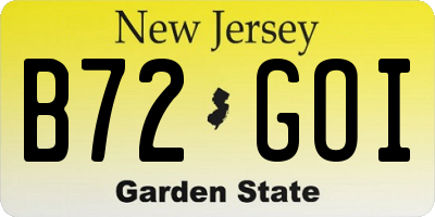 NJ license plate B72GOI