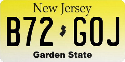 NJ license plate B72GOJ