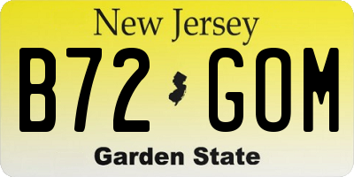 NJ license plate B72GOM