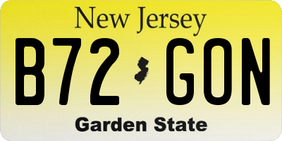 NJ license plate B72GON