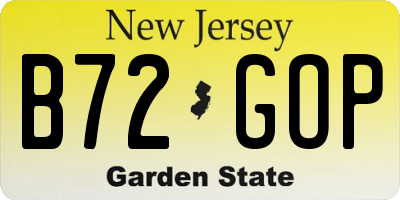 NJ license plate B72GOP