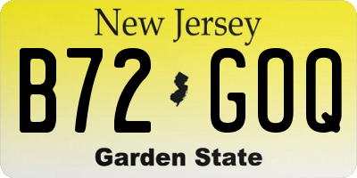 NJ license plate B72GOQ