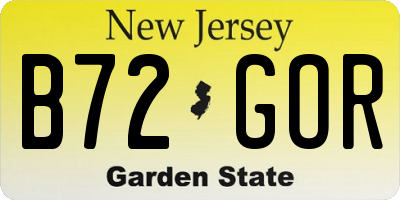 NJ license plate B72GOR
