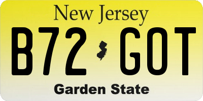 NJ license plate B72GOT