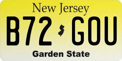NJ license plate B72GOU
