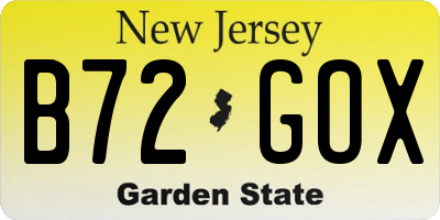 NJ license plate B72GOX