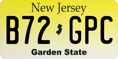 NJ license plate B72GPC