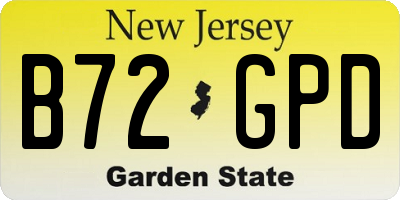 NJ license plate B72GPD