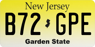 NJ license plate B72GPE