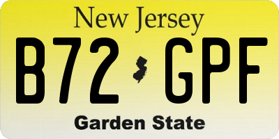 NJ license plate B72GPF