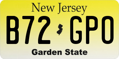 NJ license plate B72GPO