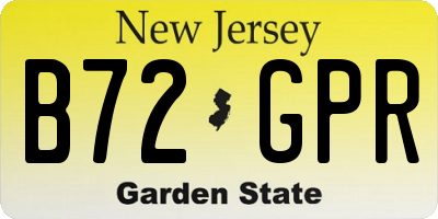 NJ license plate B72GPR