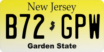 NJ license plate B72GPW