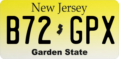 NJ license plate B72GPX