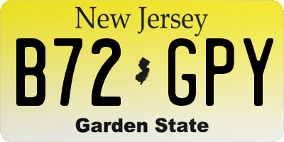 NJ license plate B72GPY